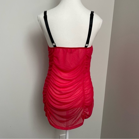 Vintage Y2K Victoria Secret Mesh Babydoll Red Lingerie Mini Dress Size Medium - Picture 5 of 9